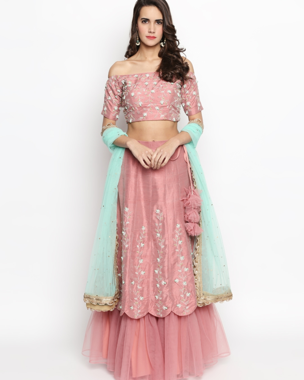 Rouge Pink Ruffle Lehenga - Fashion Brand & Designer Priti Sahni