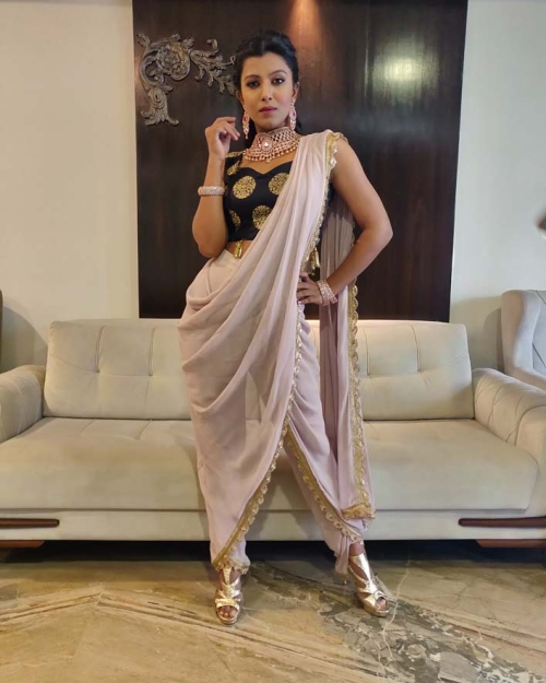 Nude Dhoti Saree - Fashion Brand & Designer Priti Sahni