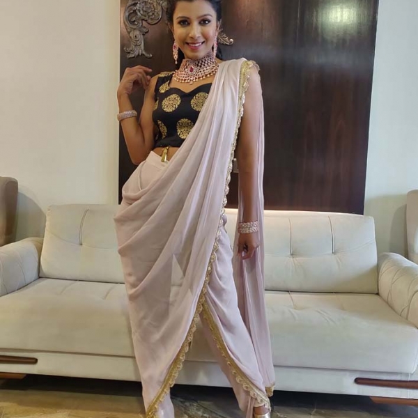 Nude Dhoti Saree - Fashion Brand & Designer Priti Sahni 3