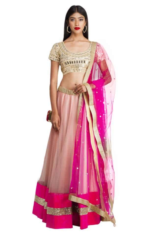 Nude and Magenta Lehenga Lehengas