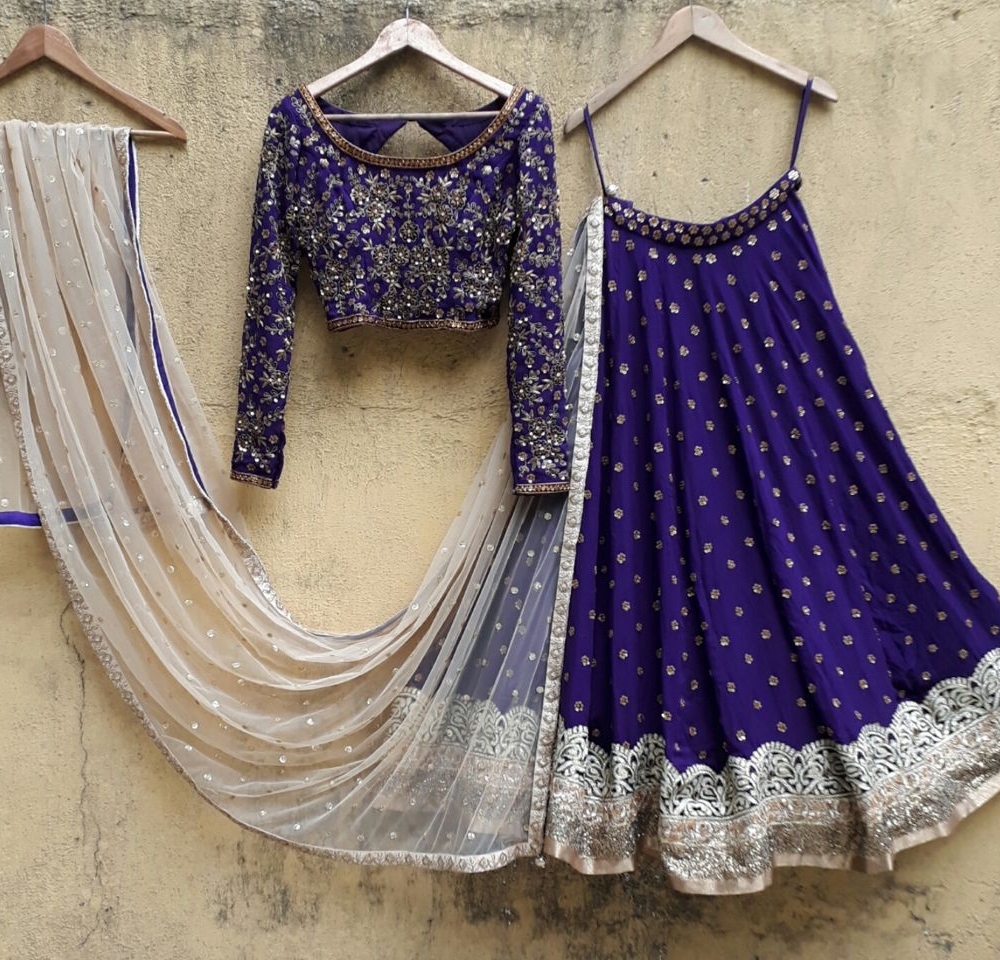 Purple Zardozi Work Lehenga Bridal Couture