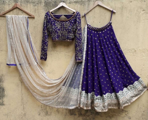 Purple Zardozi Work Lehenga Bridal Couture