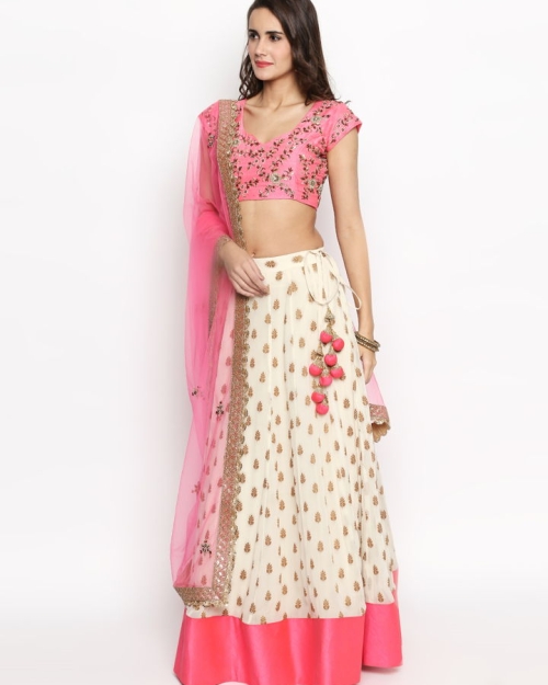 Candy Pink and White Lehenga - Fashion Brand & Designer Priti Sahni