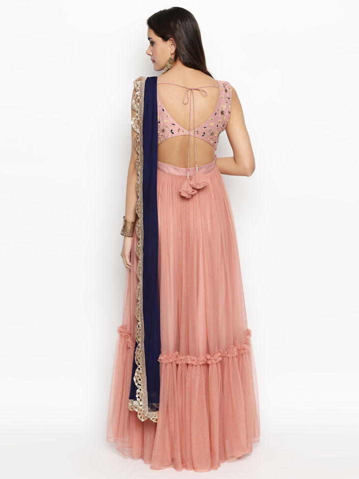 Nude Pink Ruffle Anarkali - Fashion Brand & Designer Priti Sahni 6