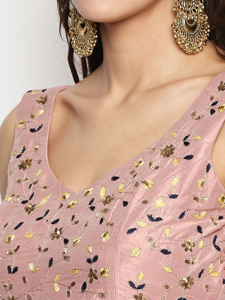 Nude Pink Ruffle Anarkali - Fashion Brand & Designer Priti Sahni 5