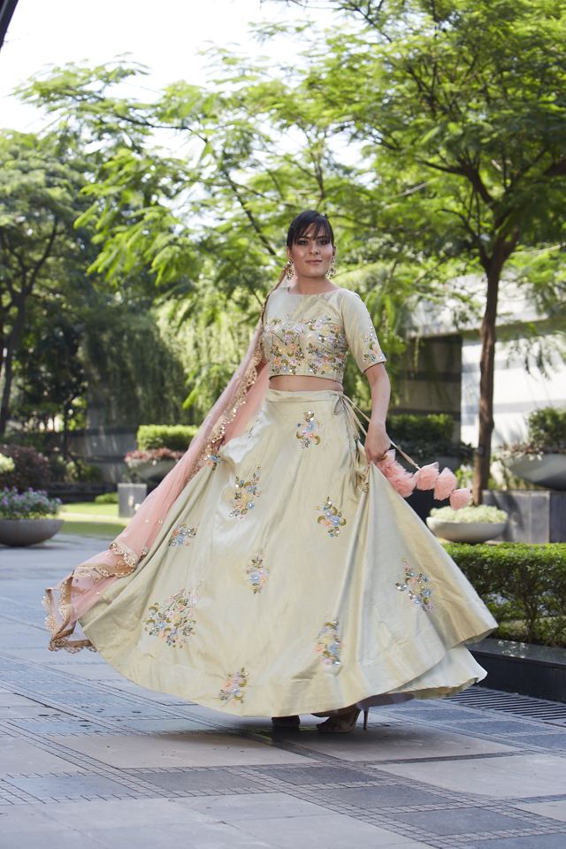Dust Green Swan Lehenga - Fashion Brand & Designer Priti Sahni 4