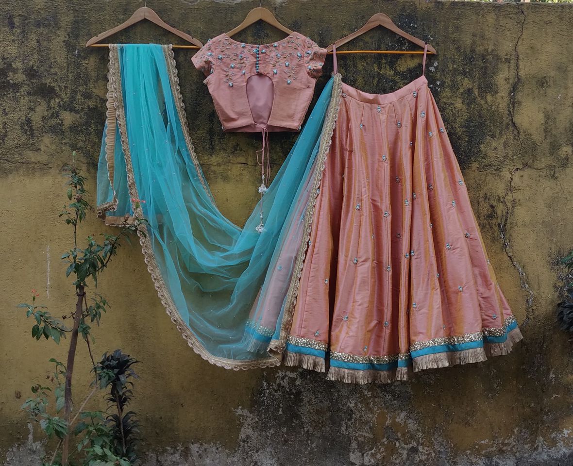 Peach Color Embroidery Work Lehenga Choli With Dupatta – Cygnus Fashion
