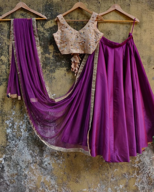 Beige and Purple Lehenga - Fashion Brand & Designer Priti Sahni