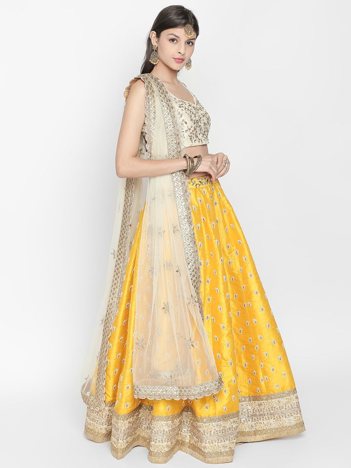 Yellow and Ivory Lehenga - Fashion Brand & Designer Priti Sahni