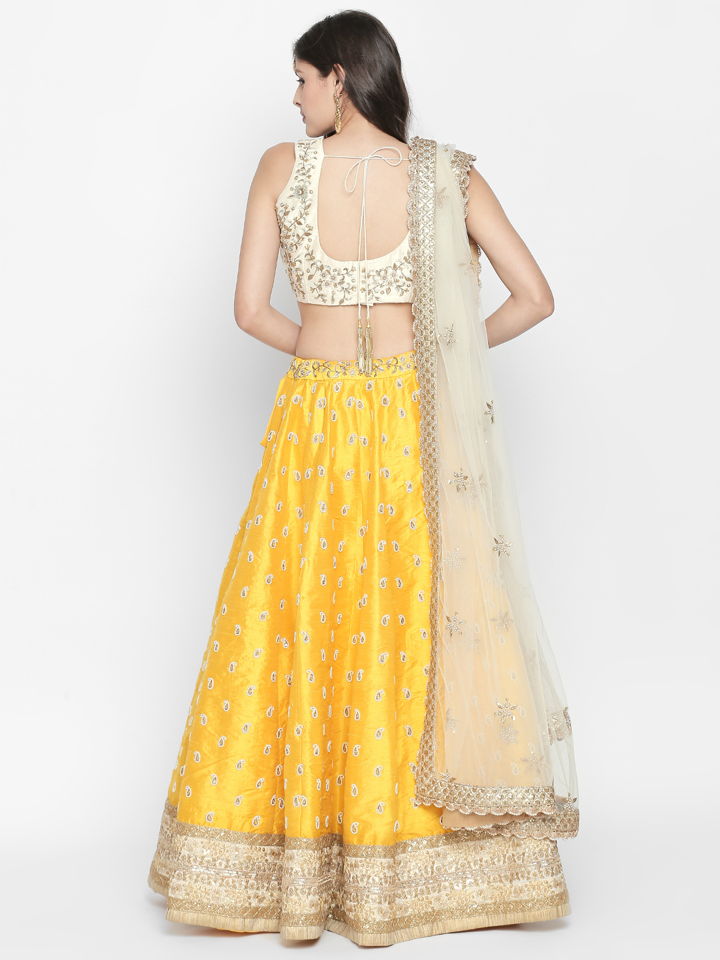 Yellow and Ivory Lehenga - Fashion Brand & Designer Priti Sahni 5
