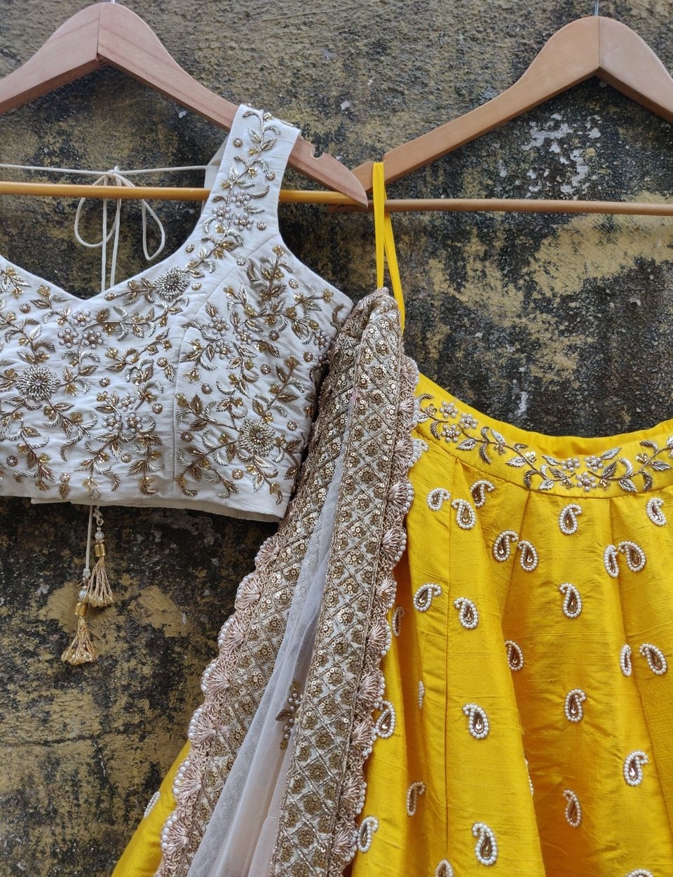 Yellow and Ivory Lehenga - Fashion Brand & Designer Priti Sahni 9