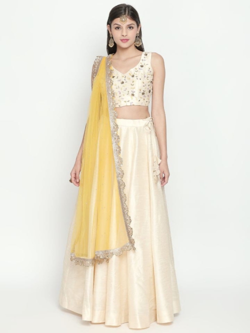 Ivory and Yellow Lehenga Aaftab