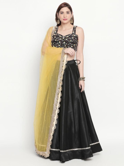 Black Ruffle Lehenga Aaftab