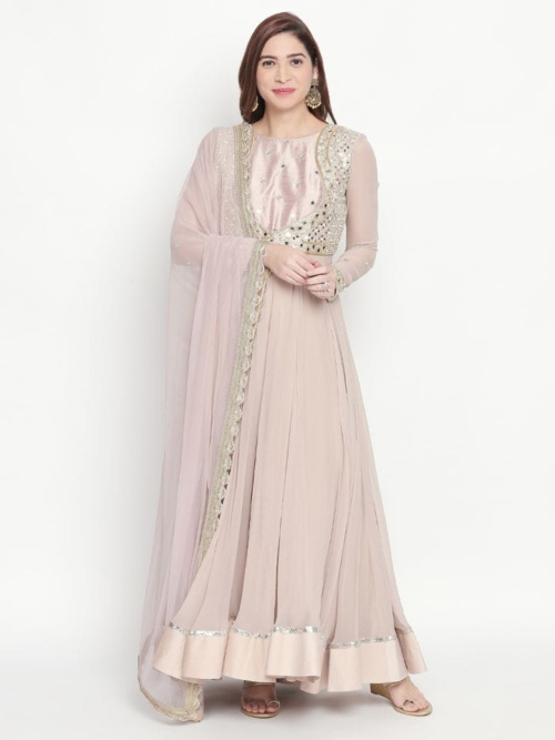 Nude Jacket Style Anarkali Aaftab