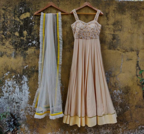 Beige Anarkali Anarkali And Suits