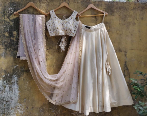 Ivory and Pink Lehenga Bridesmaids