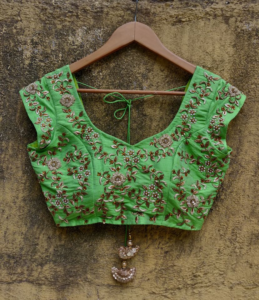 Green and Ivory Ruffle Lehenga - Fashion Brand & Designer Priti Sahni 2
