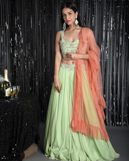 Mint Green Lehenga Set - Fashion Brand & Designer Priti Sahni