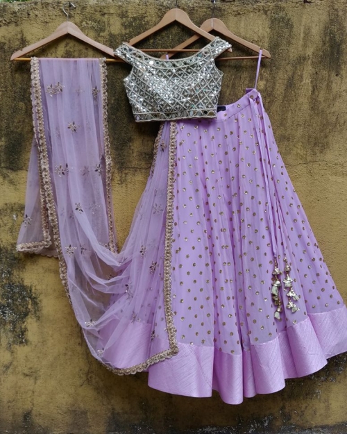 Lavender and Mirror Lehenga Set - Fashion Brand & Designer Priti Sahni