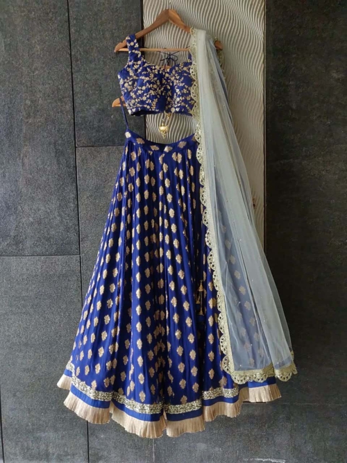 Blue Ruffle Lehenga Set Bridesmaids