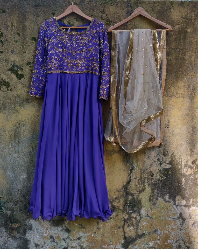 Purple Zardozi Work Anarkali - Fashion Brand & Designer Priti Sahni