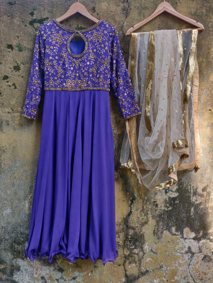 Purple Zardozi Work Anarkali - Fashion Brand & Designer Priti Sahni 4