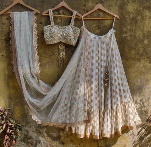 Ivory and Mirror Bustier Lehenga Set btcomay25