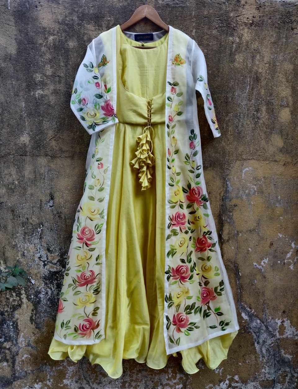 Lemon Anarkali with Hand Painted Jacket Anarkali And Suits 2