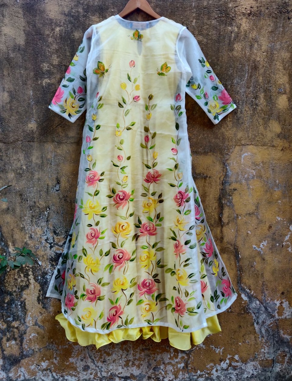 Lemon Anarkali with Hand Painted Jacket Anarkali And Suits 3