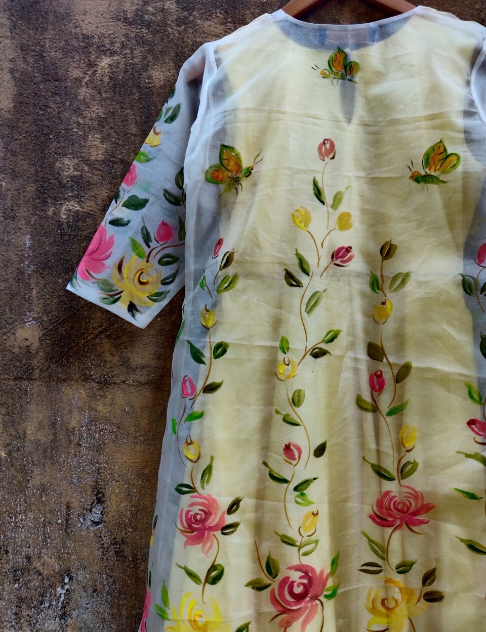 Lemon Anarkali with Hand Painted Jacket - Fashion Brand & Designer Priti Sahni 4