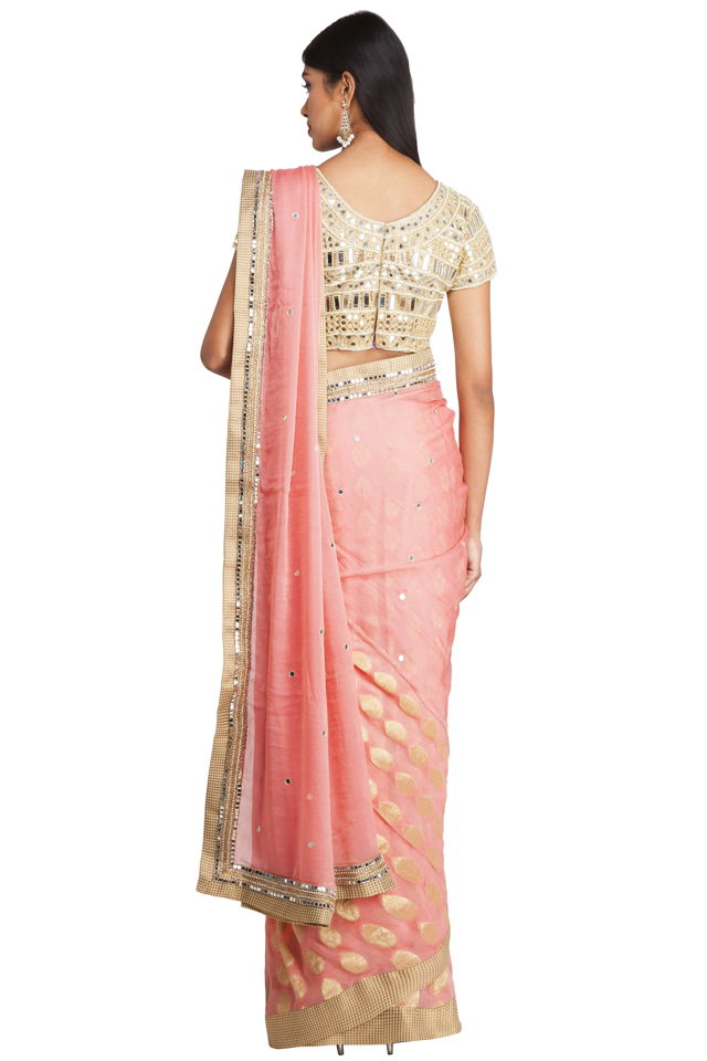 Blush Pink Half and Half Saree - Fashion Brand & Designer Priti Sahni 3