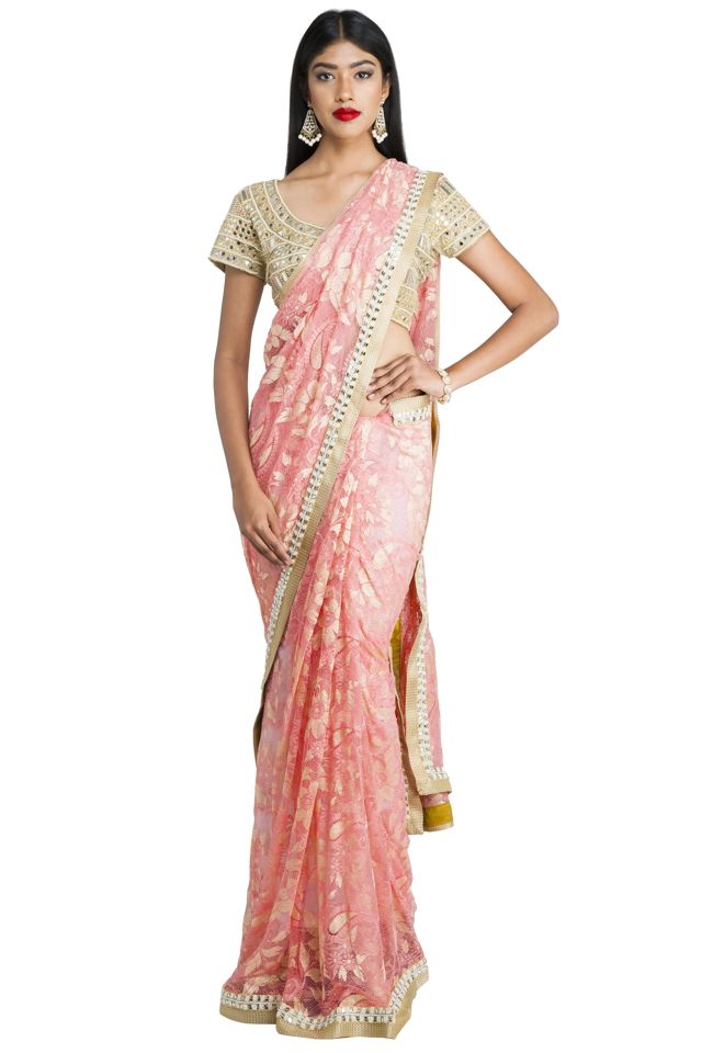 Pink Chantilly Saree - Fashion Brand & Designer Priti Sahni