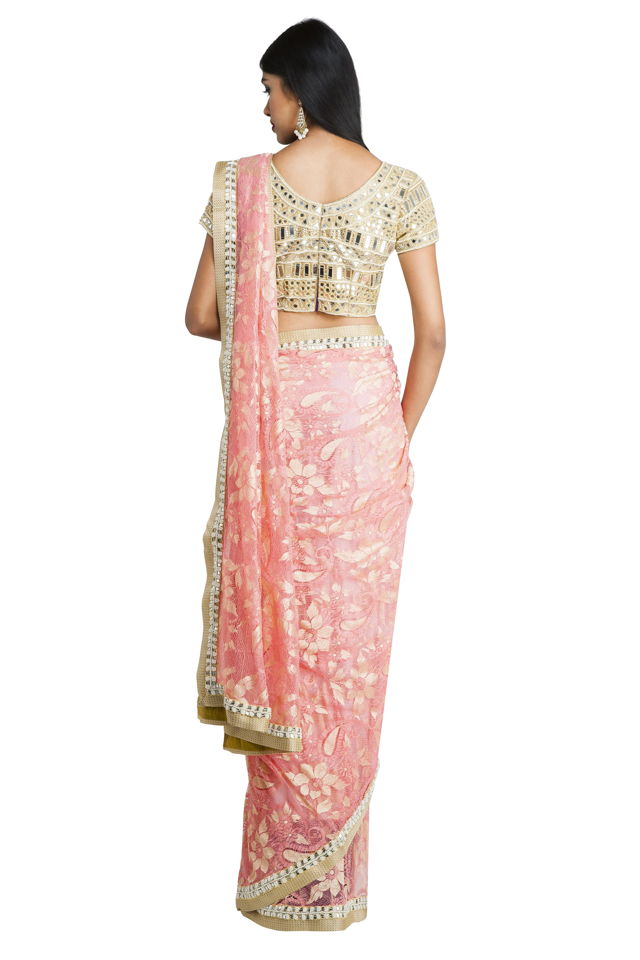 Pink Chantilly Saree - Fashion Brand & Designer Priti Sahni 3