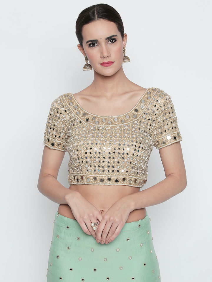Mint Green Shimmer Saree - Fashion Brand & Designer Priti Sahni 3