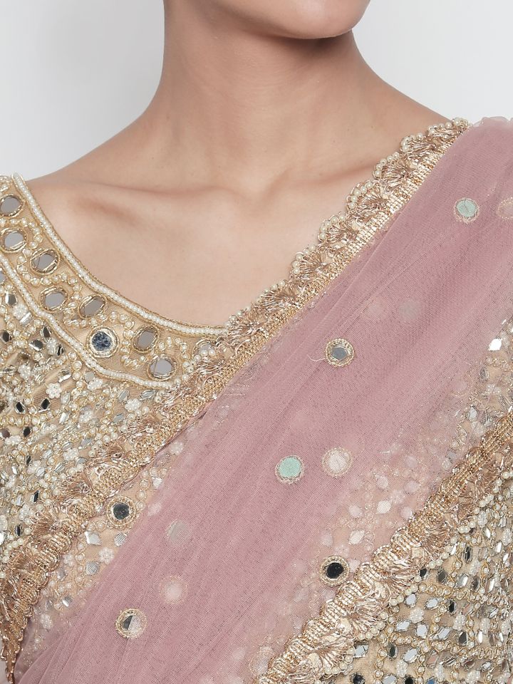 Lilac Net Saree - Fashion Brand & Designer Priti Sahni 4