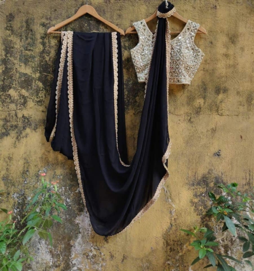 Black Georgette Saree Anniversary Sale