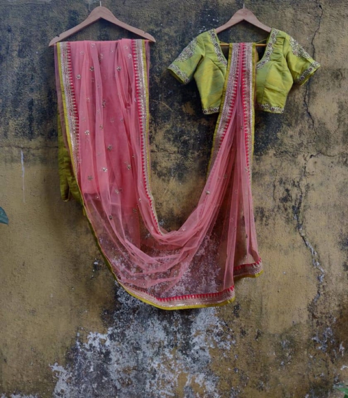 Peach Net Saree Sarees