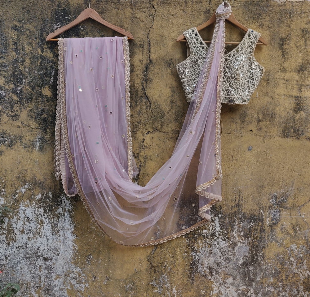 Light Pink Net Saree Sarees