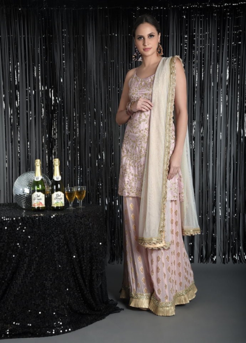 Pale Pink Palazzo Set Anarkali And Suits