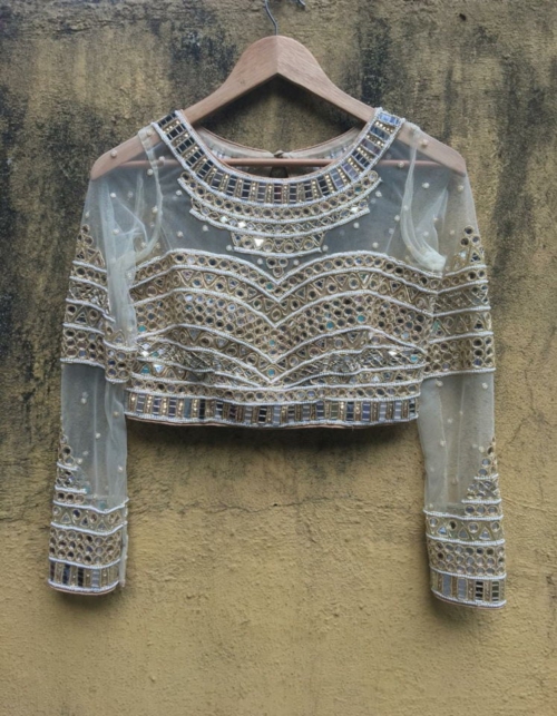 Mirror Placement Embroidered Blouse Blouses