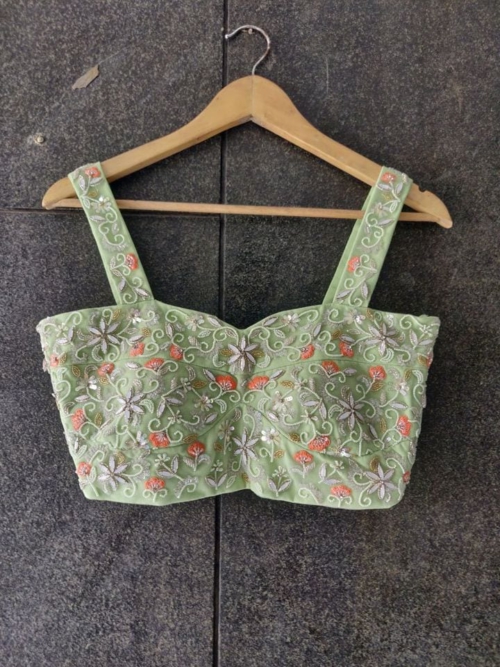 Mint Stone Work Bustier Blouses