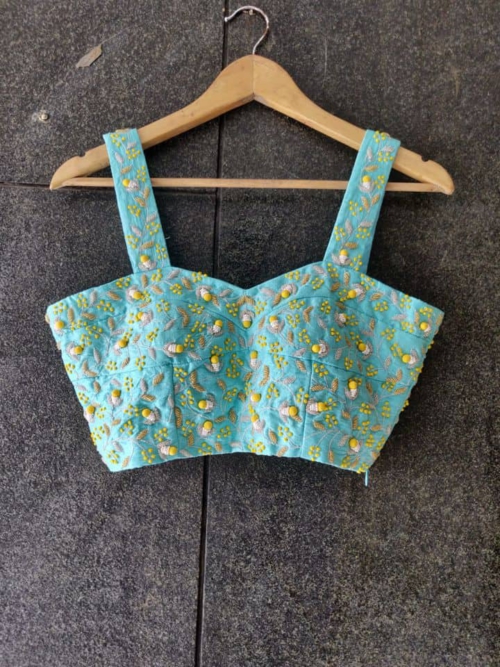 Blue Potliwork Bustier Blouses