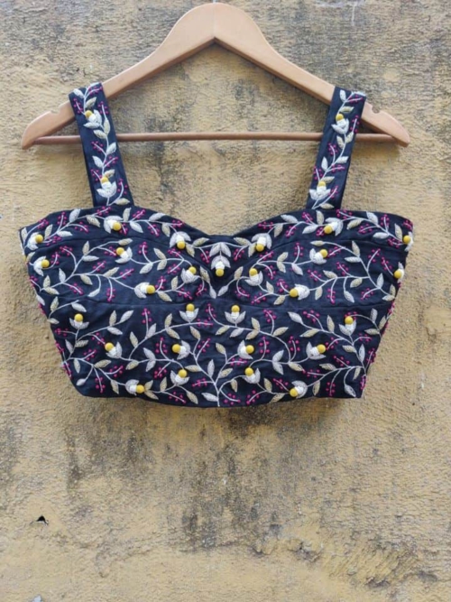 Black Potliwork Bustier Blouses