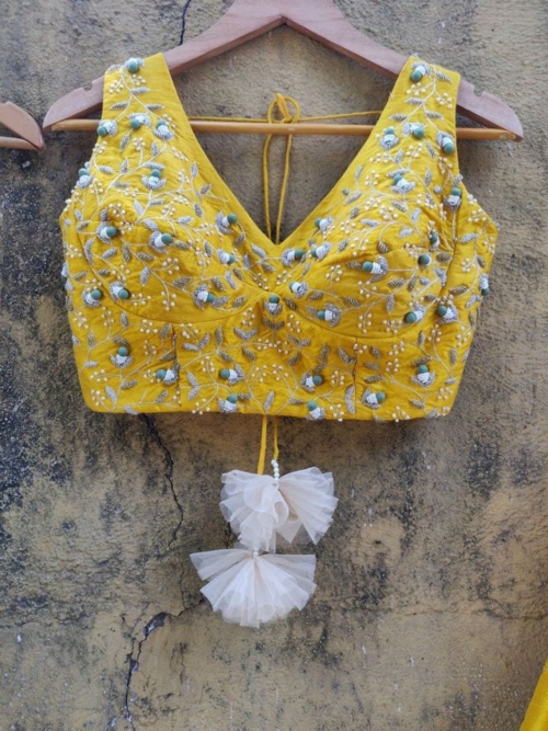 Yellow Potliwork Blouse Blouses