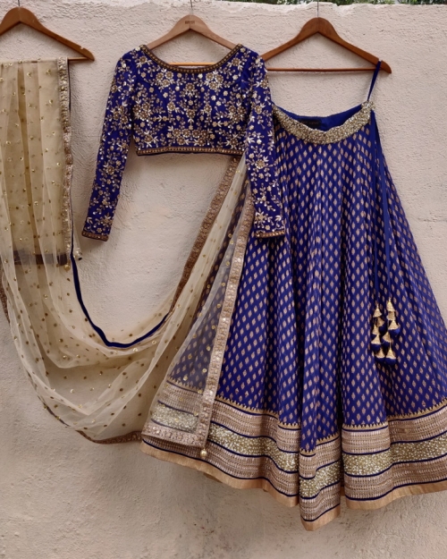 Indigo Blue Sharmily Lehenga - Fashion Brand & Designer Priti Sahni