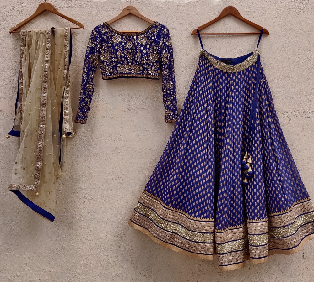 Indigo Blue Sharmily Lehenga - Fashion Brand & Designer Priti Sahni 3