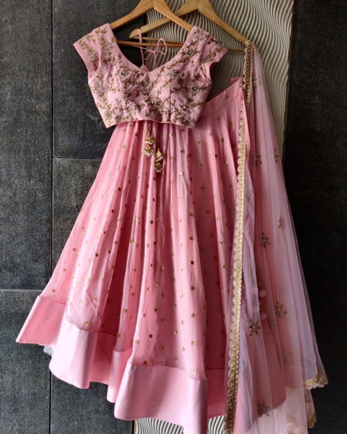 Rose Pink Embroidered Lehenga Set - Fashion Brand & Designer Priti Sahni