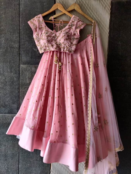 Rose Pink Embroidered Lehenga Set Lehengas