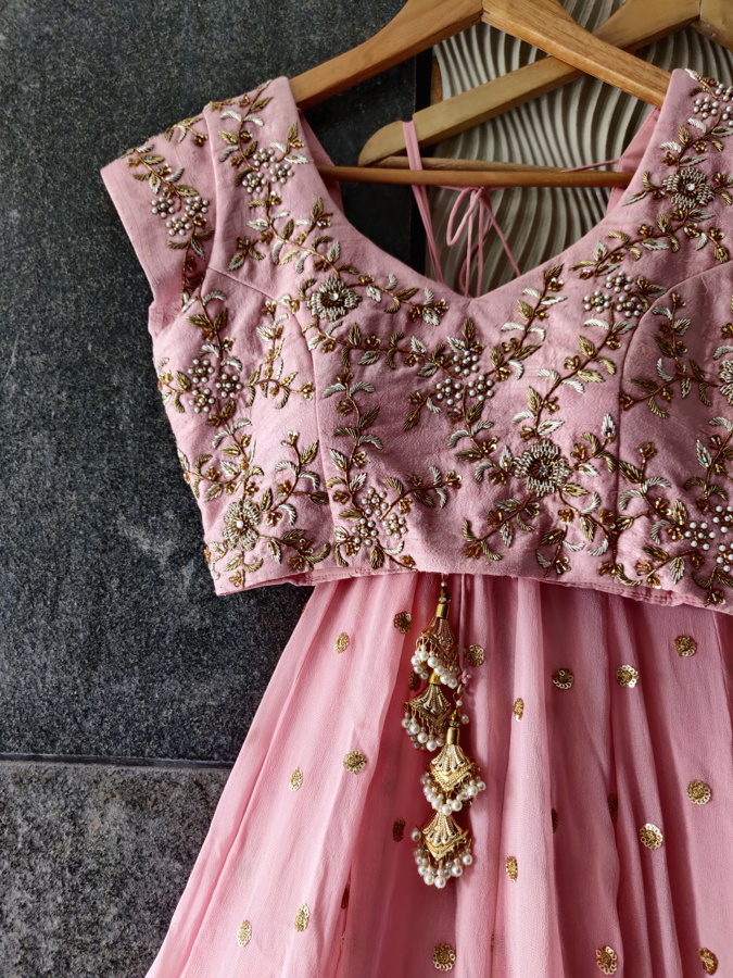 Rose Pink Embroidered Lehenga Set - Fashion Brand & Designer Priti Sahni 2