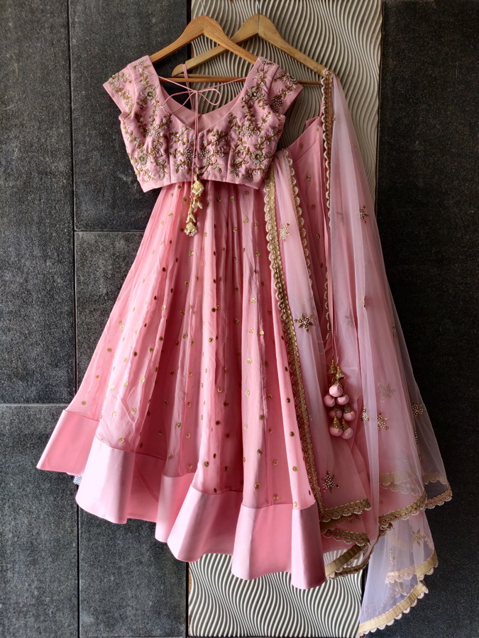 Rose Pink Embroidered Lehenga Set - Fashion Brand & Designer Priti Sahni 3